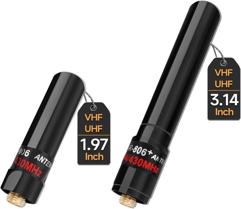 ABBREE Dual Band VHF UHF 136-174MHz 400-470MHz Ham Radio Antenna SMA-Female Short Stubby Antenna for Baofeng UV-5R Mini 5RM BF-F8HP/Pro K5PLUS UV-21R DM32 Radio Accessories,2Pack(1.96-Inch+3.14-Inch) - Image 1